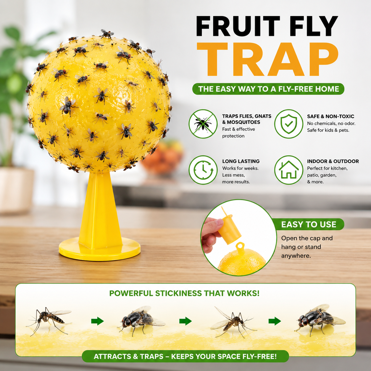 Lemon Sticky Fly Trap | Mosquito, Gnat & House Fly Catcher