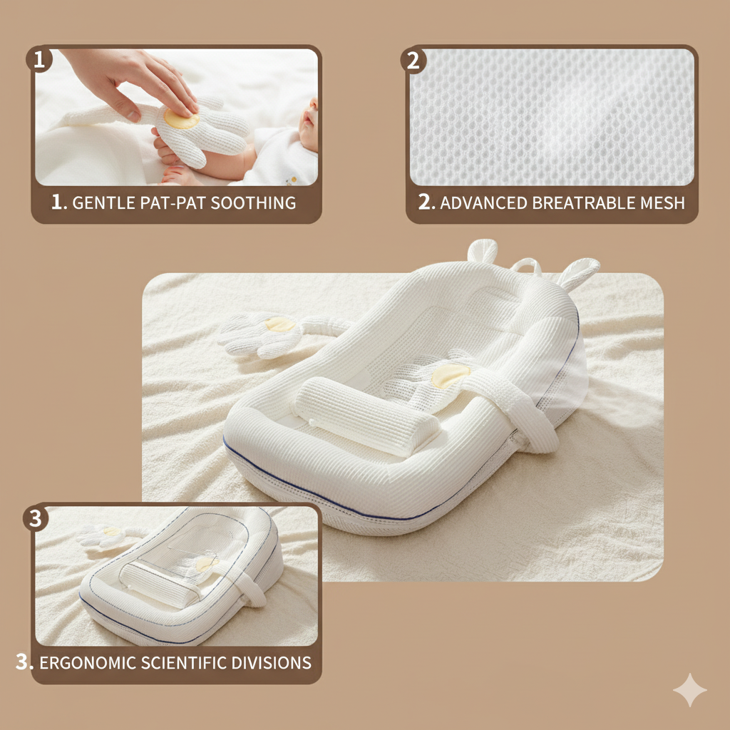 Baby Inclined Anti-Spill Bed Crib with Gentle Patting Function