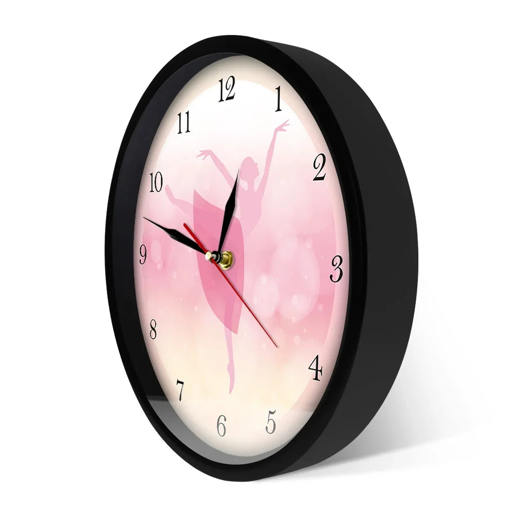 Girl Bedroom Decor Ballet Girl Princess Pink Wall Clock Baby Girl Dancing Wall Clock Ballerina Moving Leg Dancing Clock Watch