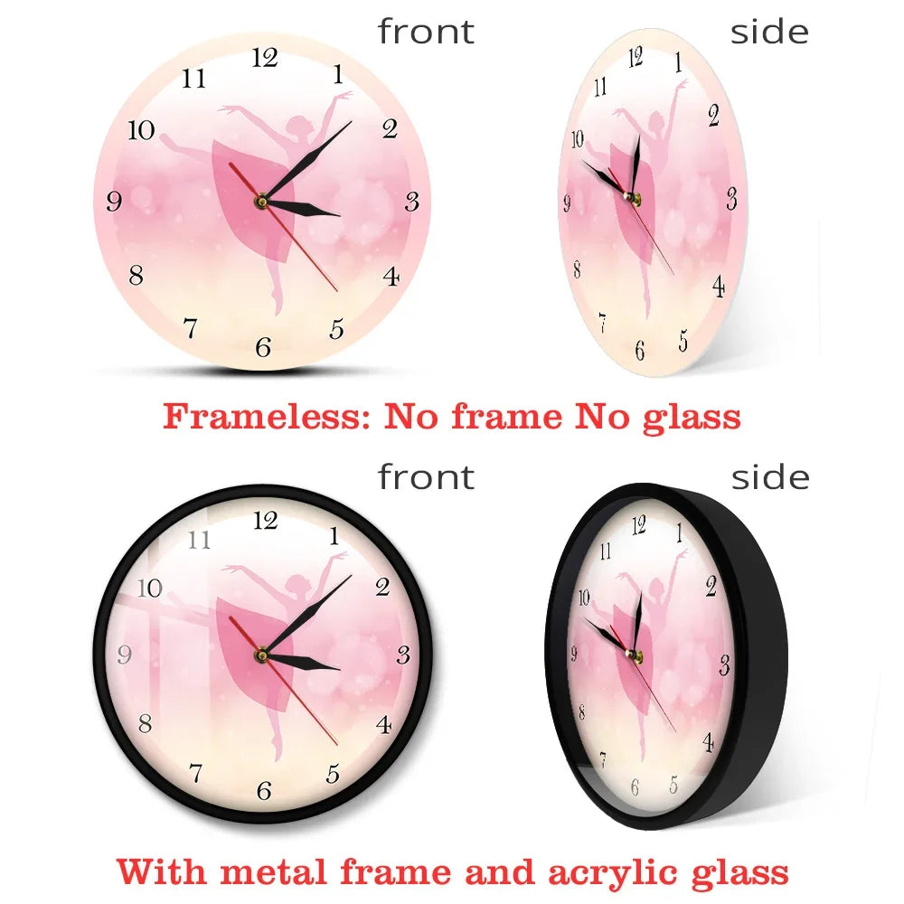 Girl Bedroom Decor Ballet Girl Princess Pink Wall Clock Baby Girl Dancing Wall Clock Ballerina Moving Leg Dancing Clock Watch