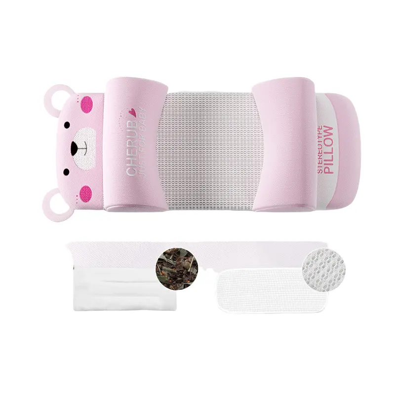 Newborn Baby Shaping Pillow Head Support - Pink Bear product view