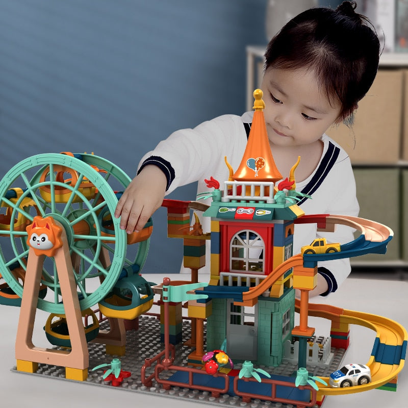 Building Blocks Car Run Set