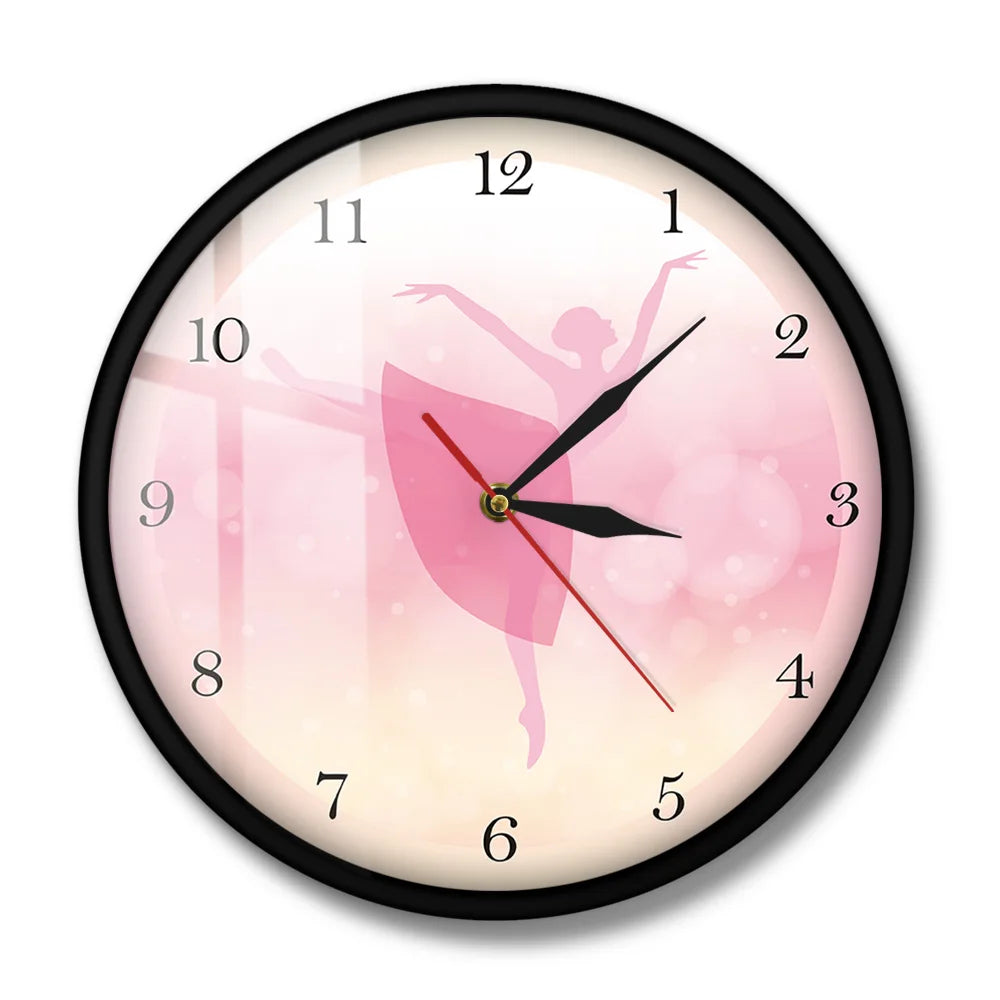 Girl Bedroom Decor Ballet Girl Princess Pink Wall Clock Baby Girl Dancing Wall Clock Ballerina Moving Leg Dancing Clock Watch