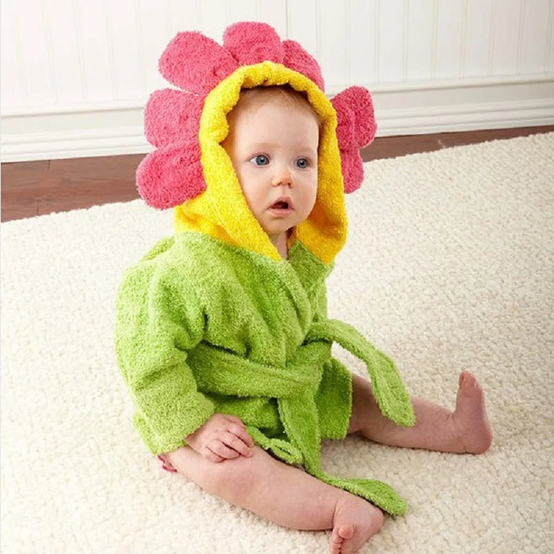 Soft & Cozy Baby Toddler Hooded Cotton Bathrobe – Perfect for 12-18 Months