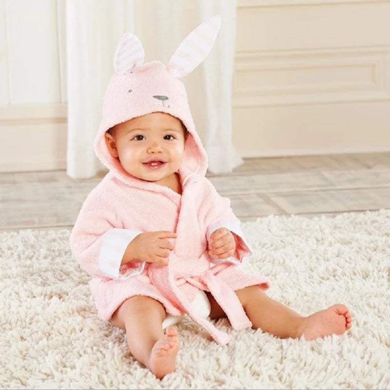 Soft & Cozy Baby Toddler Hooded Cotton Bathrobe – Perfect for 12-18 Months