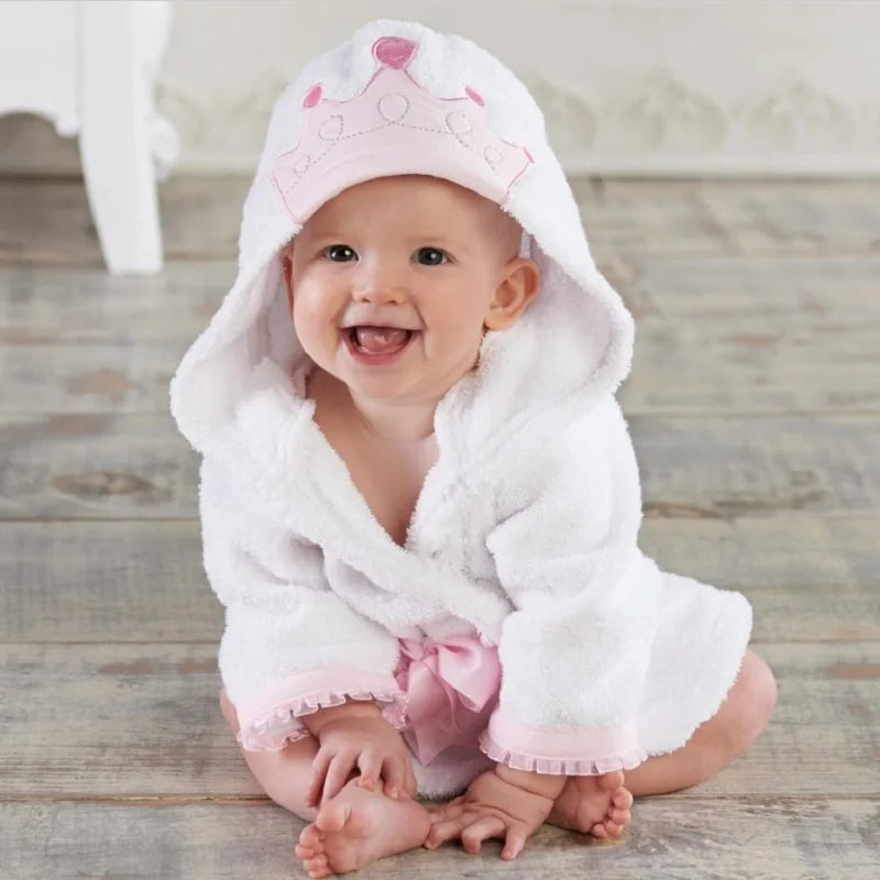 Soft & Cozy Baby Toddler Hooded Cotton Bathrobe – Perfect for 12-18 Months