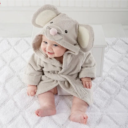 Soft & Cozy Baby Toddler Hooded Cotton Bathrobe – Perfect for 12-18 Months