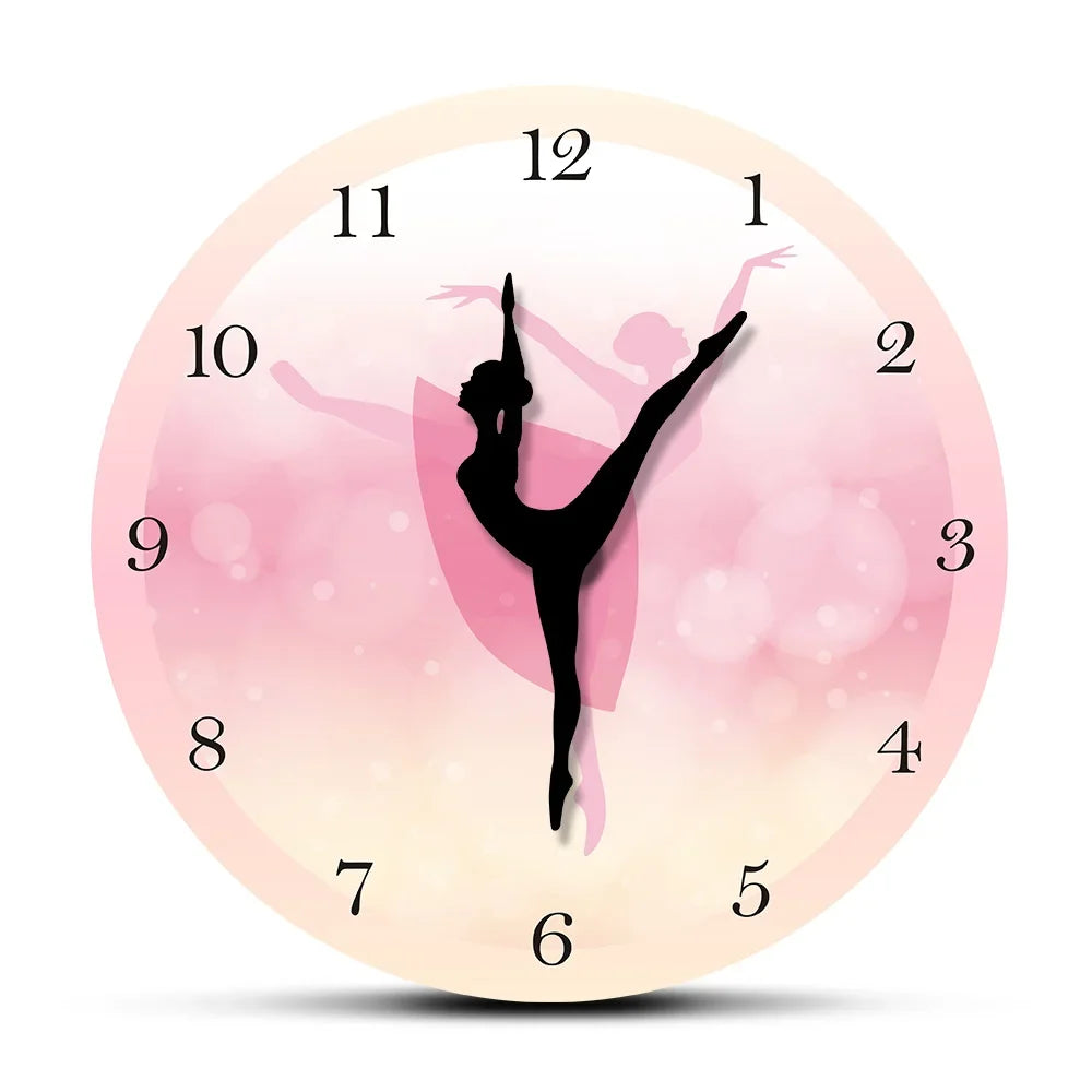 Girl Bedroom Decor Ballet Girl Princess Pink Wall Clock Baby Girl Dancing Wall Clock Ballerina Moving Leg Dancing Clock Watch