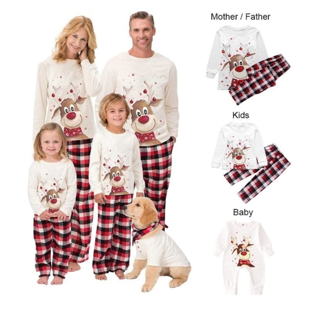 Reindeer-Themed Family Christmas Outfit Set