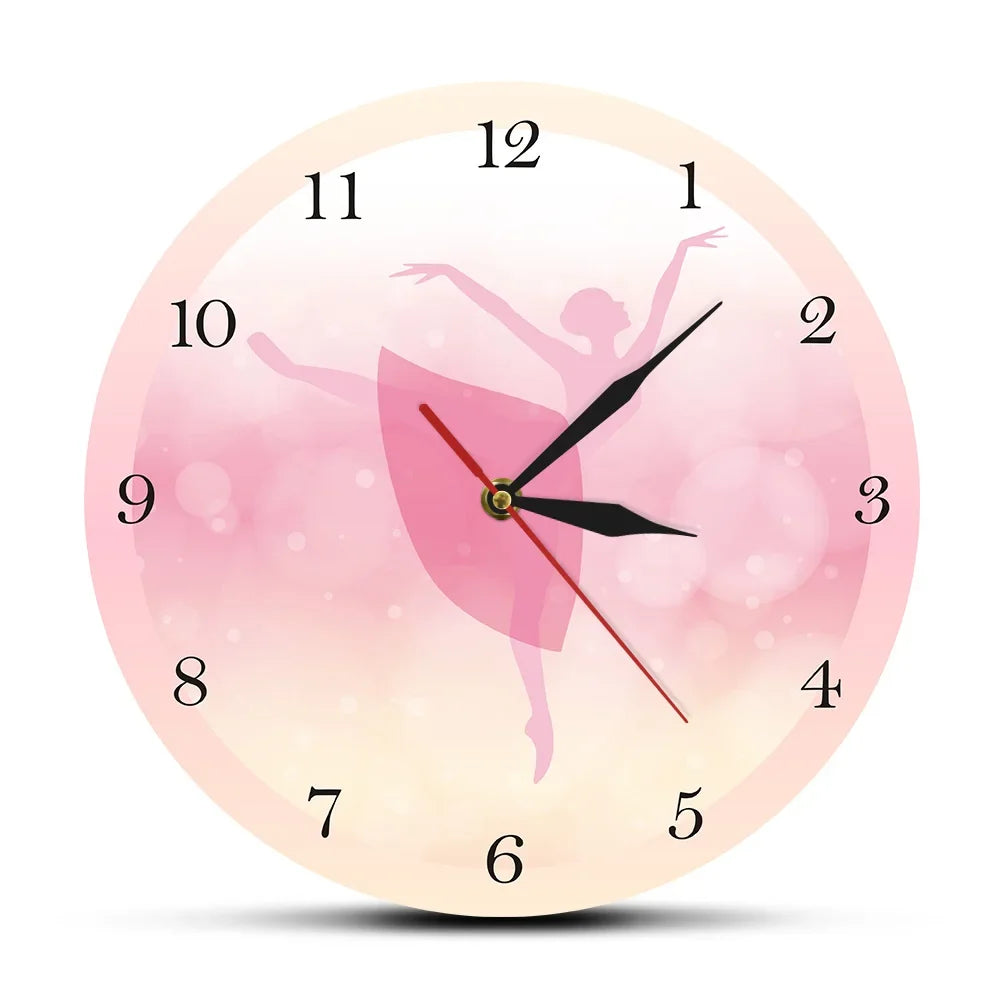 Girl Bedroom Decor Ballet Girl Princess Pink Wall Clock Baby Girl Dancing Wall Clock Ballerina Moving Leg Dancing Clock Watch