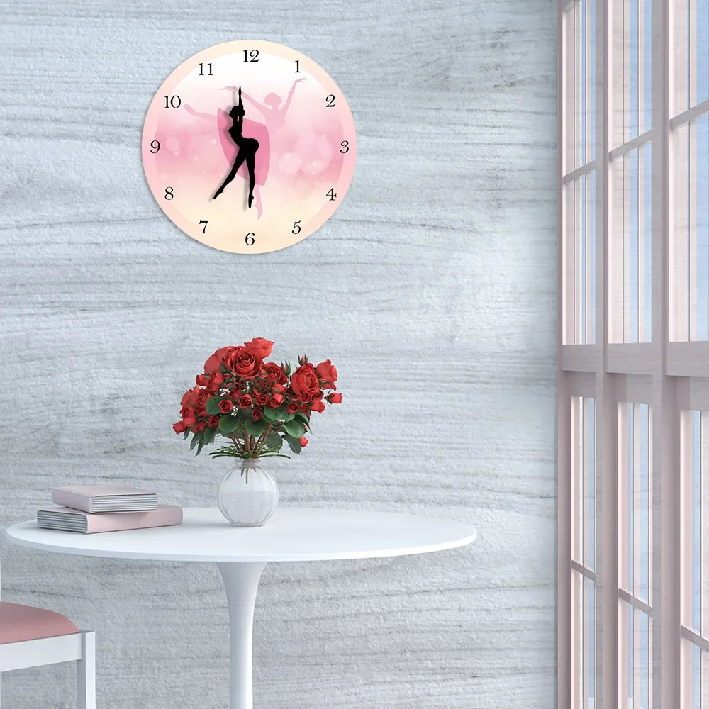 Girl Bedroom Decor Ballet Girl Princess Pink Wall Clock Baby Girl Dancing Wall Clock Ballerina Moving Leg Dancing Clock Watch