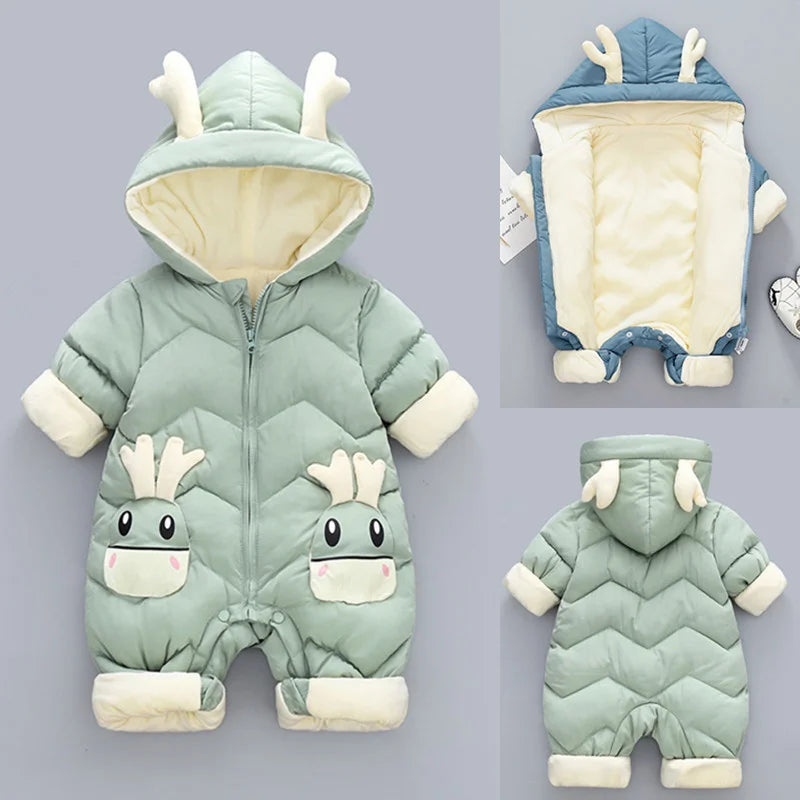 Baby Warm Winter Snowsuit Hood - Blue 9-12mos product view