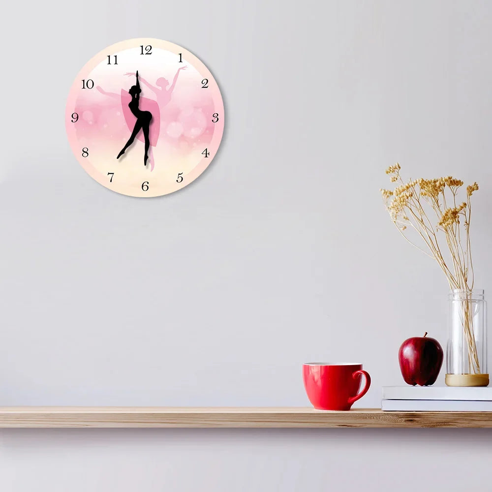 Girl Bedroom Decor Ballet Girl Princess Pink Wall Clock Baby Girl Dancing Wall Clock Ballerina Moving Leg Dancing Clock Watch