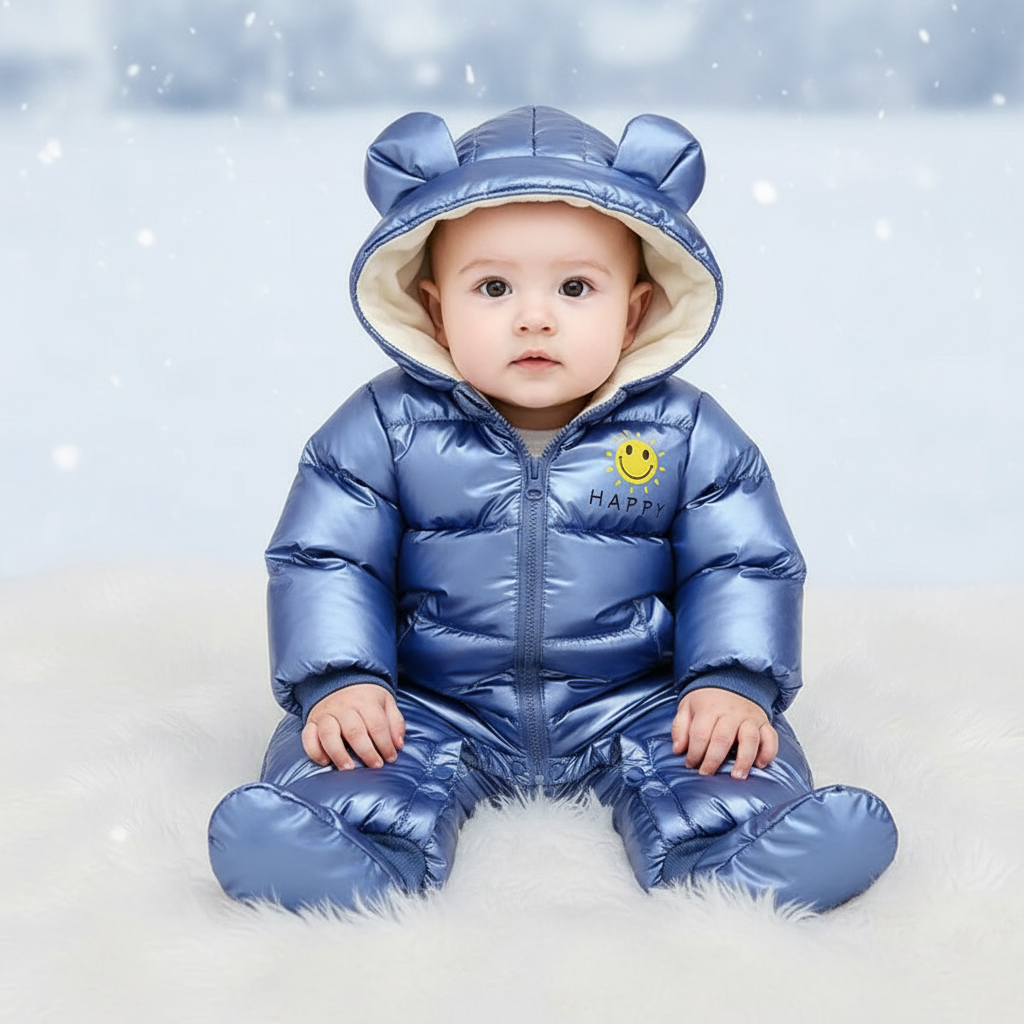 Newborn Baby Winter Waterproof Down Snowsuit - Blue 12-18M 90 product view