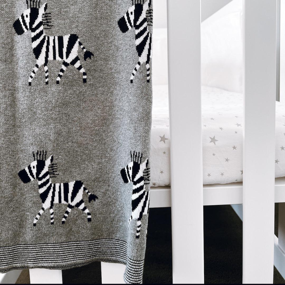 Knit Baby Blanket - Zebra