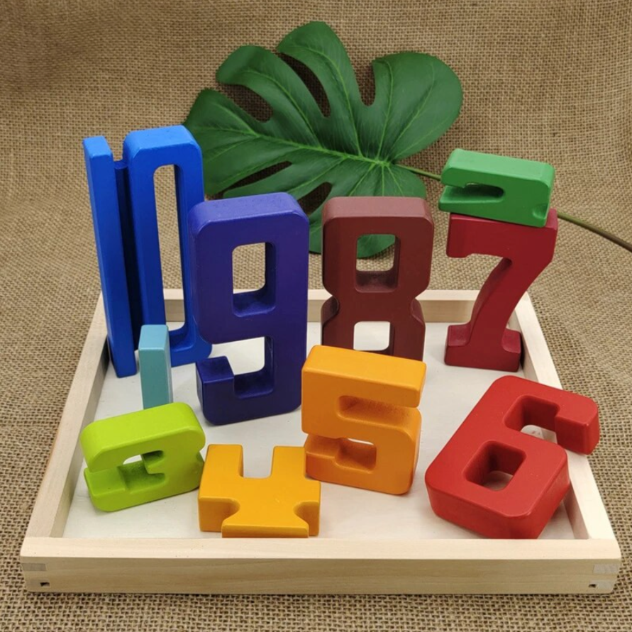 Montessori Wooden Math Numbers Blocks