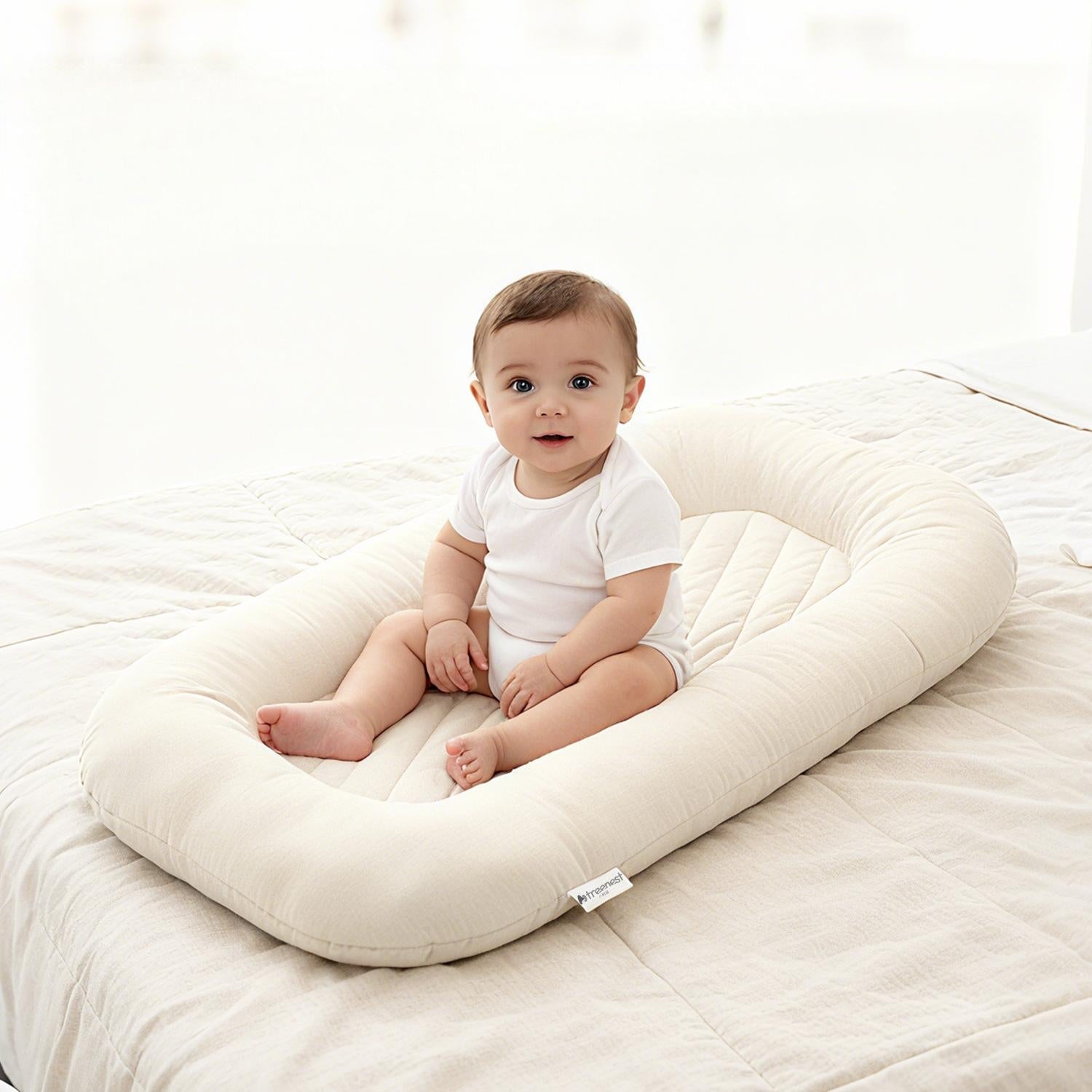 Ultra-Soft Striped Infant Lounger Bed