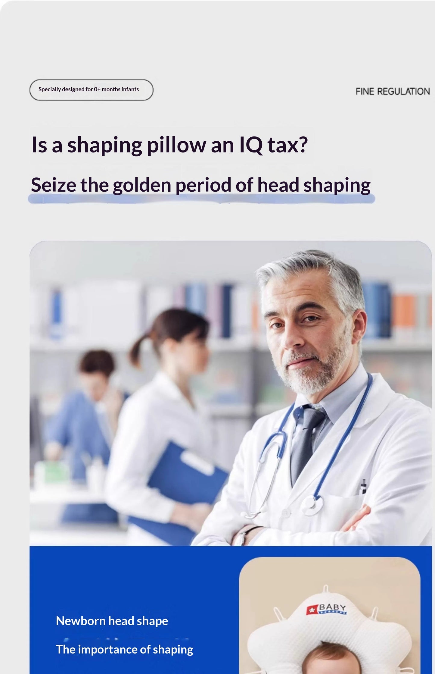 Premium Baby Sleeping Pillow - Soft Memory Foam Support for Newborns & Infants