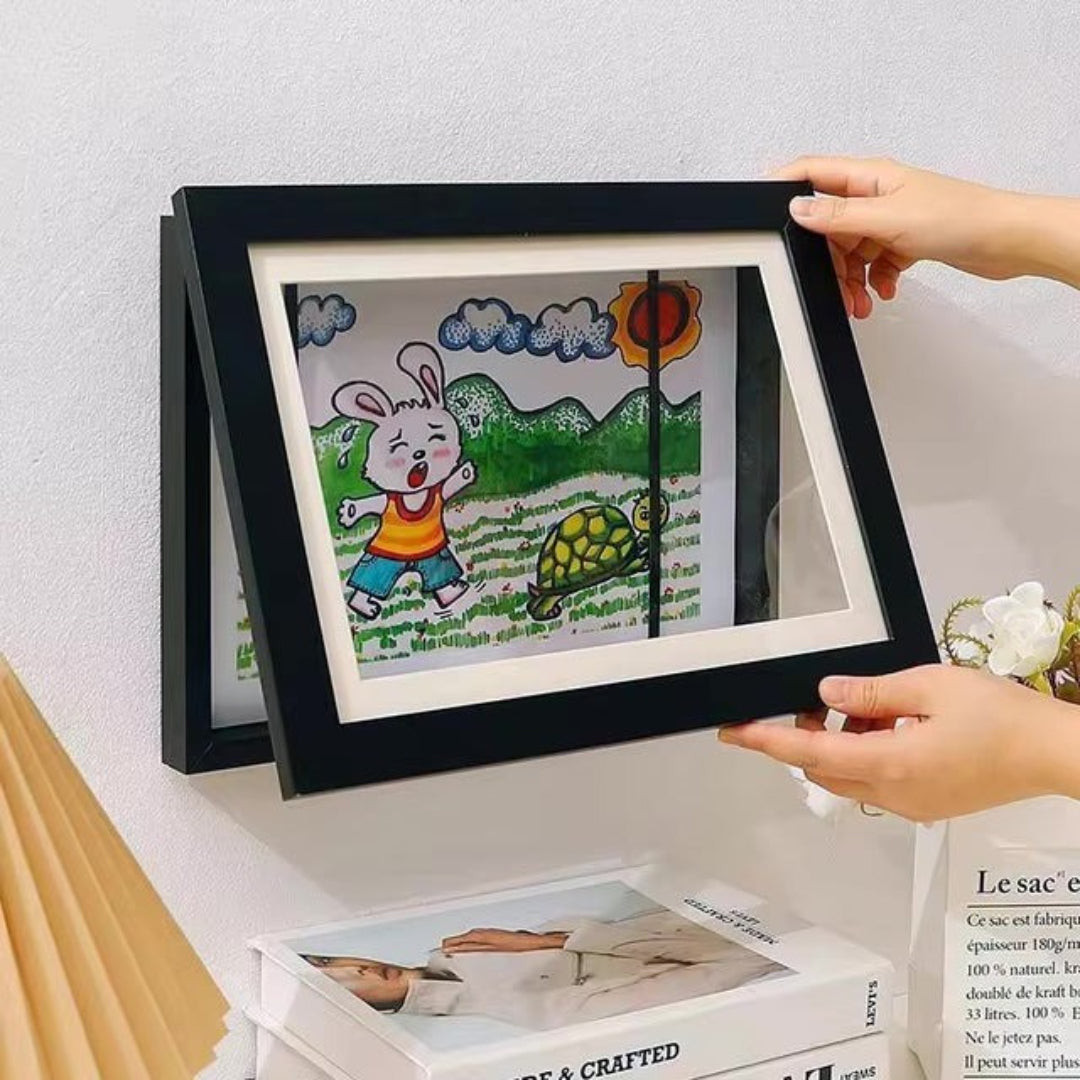 Kids' Art Display Frame with Front Opening for Easy Storage