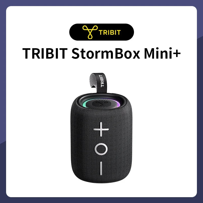 TRIBIT StormBox Mini+ Bluetooth Speaker, 12W 360° Sound With XBass, LEDs, 12 Hours playtimes, IPX7 Waterproof For Hiking Outdoor