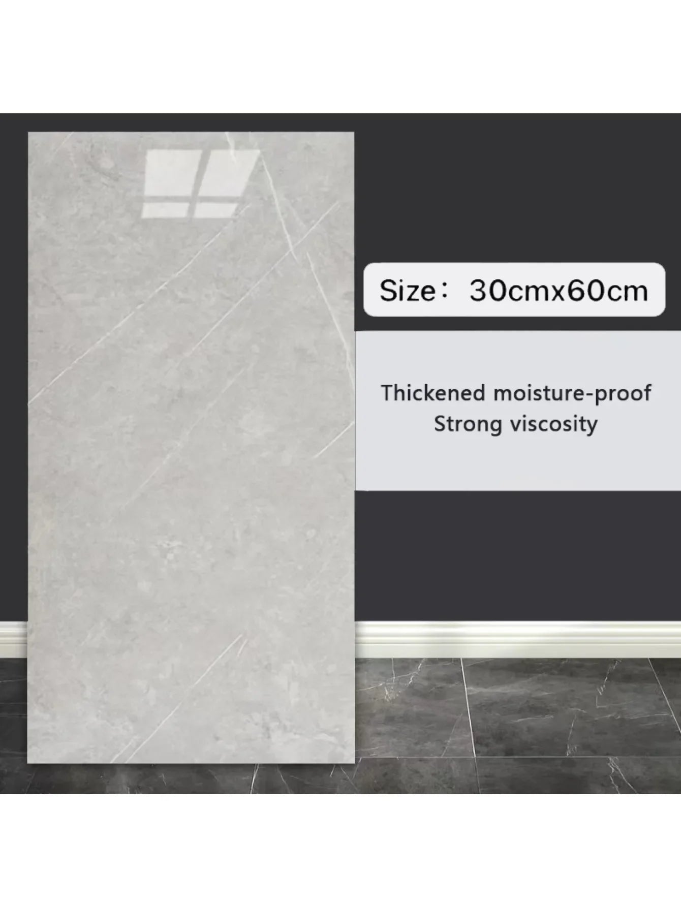 10-Pack Self-Adhesive Marble Tile Stickers – Waterproof 30x60cm PVC Peel-and-Stick Tiles for Kitchen & Bathroom Walls/Floors