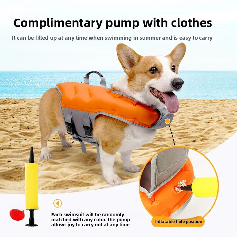 1PC Pet Supplies Dog Clothes Summer Inflatable Swimsuits Portable Pet Life Jackets, and Air Pumps Are Included Life Jackets