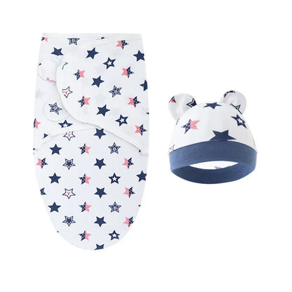 Organic Cotton Newborn Swaddle Set with Cap