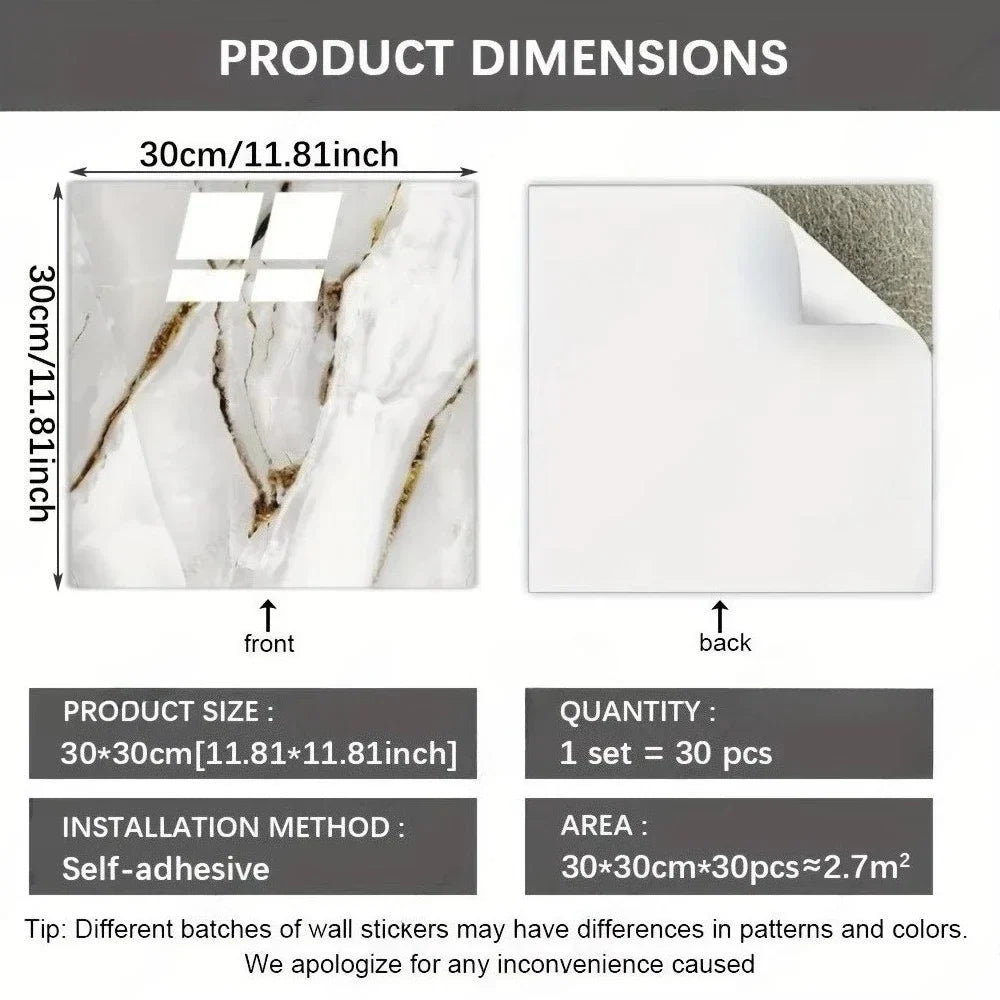 Marble Peel and Stick Backsplash Waterproof Washroom Wall Panels, Peel and Stick Tile, PVC Wall Panels for Kitchen