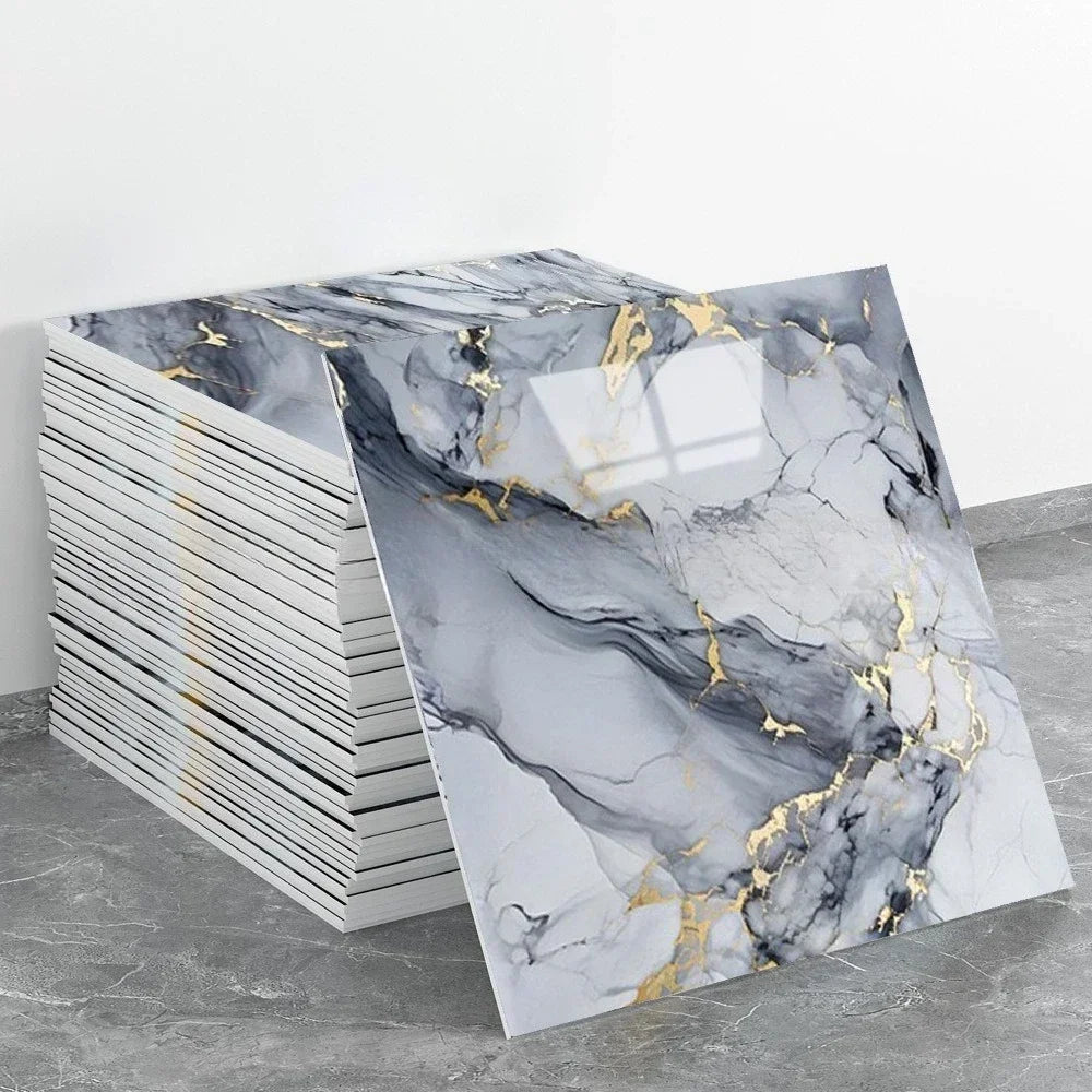 Marble Peel and Stick Backsplash Waterproof Washroom Wall Panels, Peel and Stick Tile, PVC Wall Panels for Kitchen