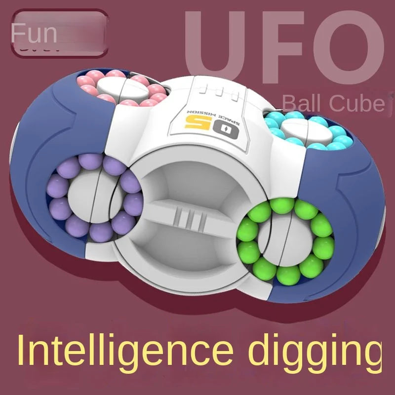 WEIQUEEN Rotating Rubik's Cube 3D Puzzle Toy Brain Training for Children and Girls 3D Decompression Space Rubik's Cube