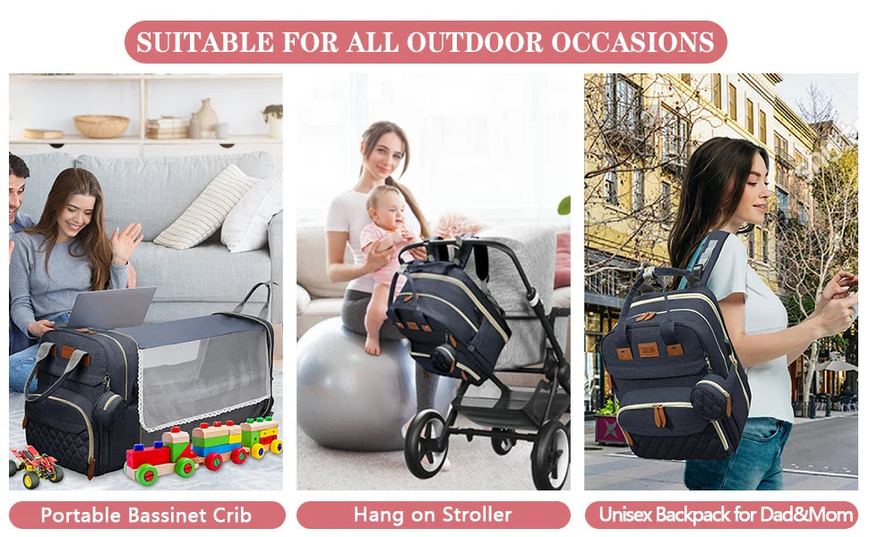 NestVoyage™ 3‑in‑1 Diaper Bag & Portable Changing Station