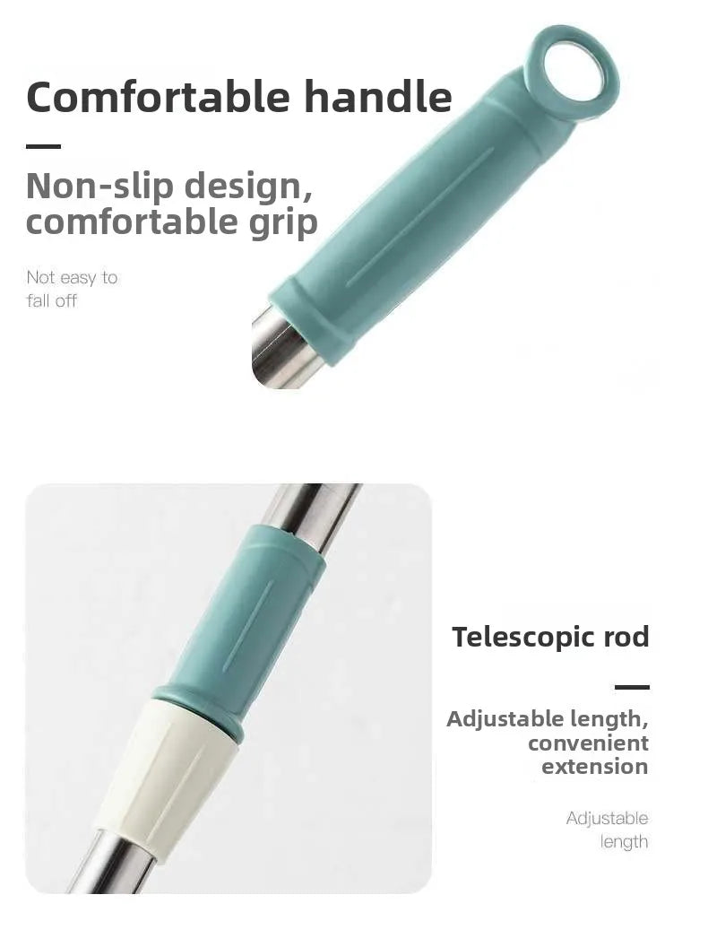 YUOSDON Broom Holder Flat Mop Cloth Clip Stainless Steel Handle Ultrafine Fiber Mop Head for Home Office School Cleaning