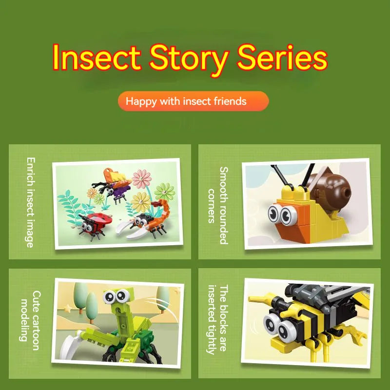 WEIQUEEN Mini Insect Series Building Block Ladybug Dragonfly Butterfly Snail Wasp Mantis Beetle Bricks Toys Christmas Gifts For Children