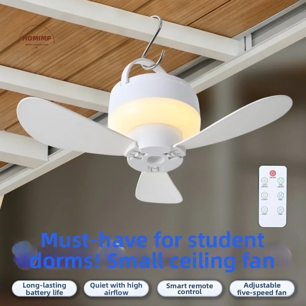 Silent Operation Ceiling Fan Light USB Rechargeable Energy Saving Hanging Fan Light with Remote Control Intelligent Ceiling Lamp