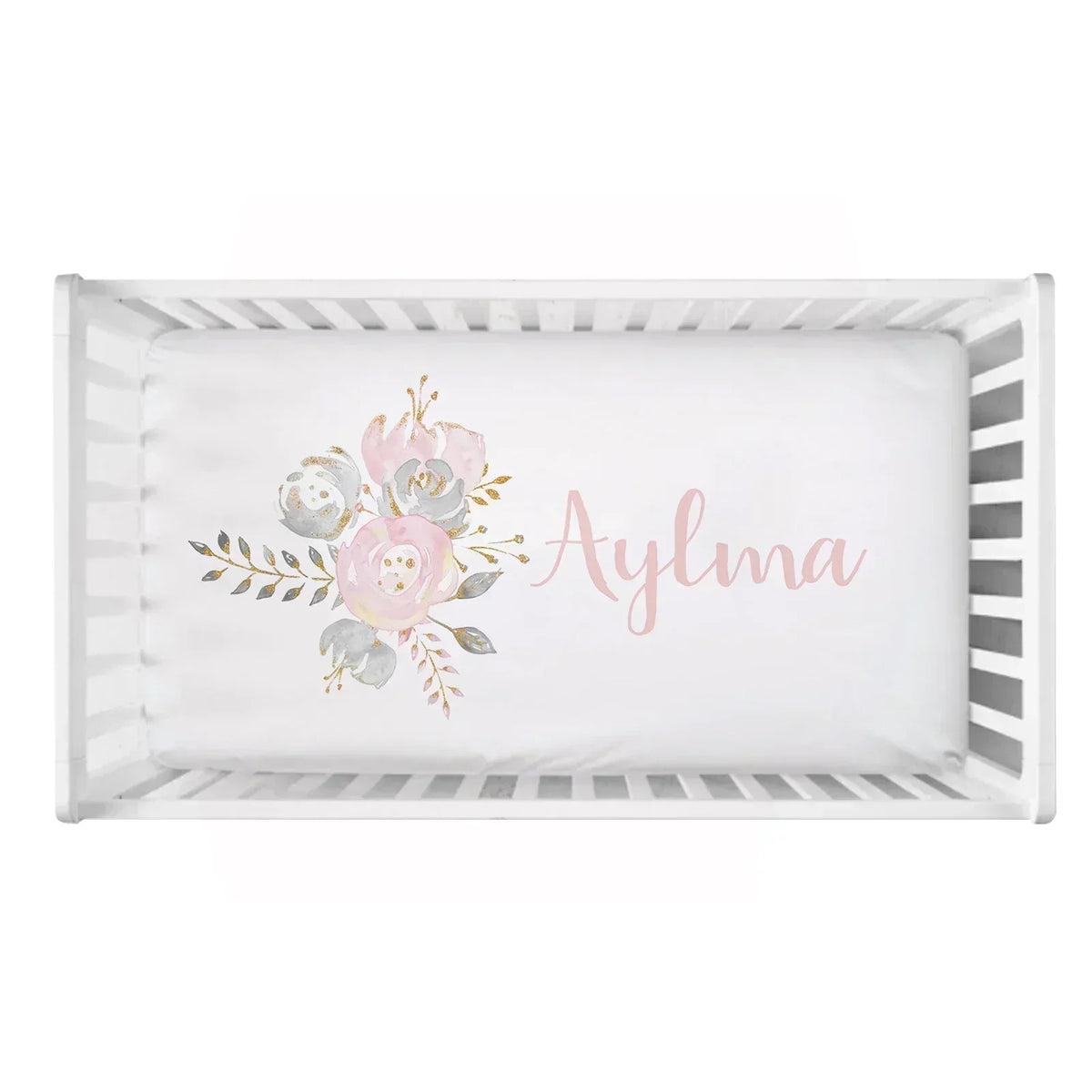 Personalized Name Blush Gold Floral Bedding product detail