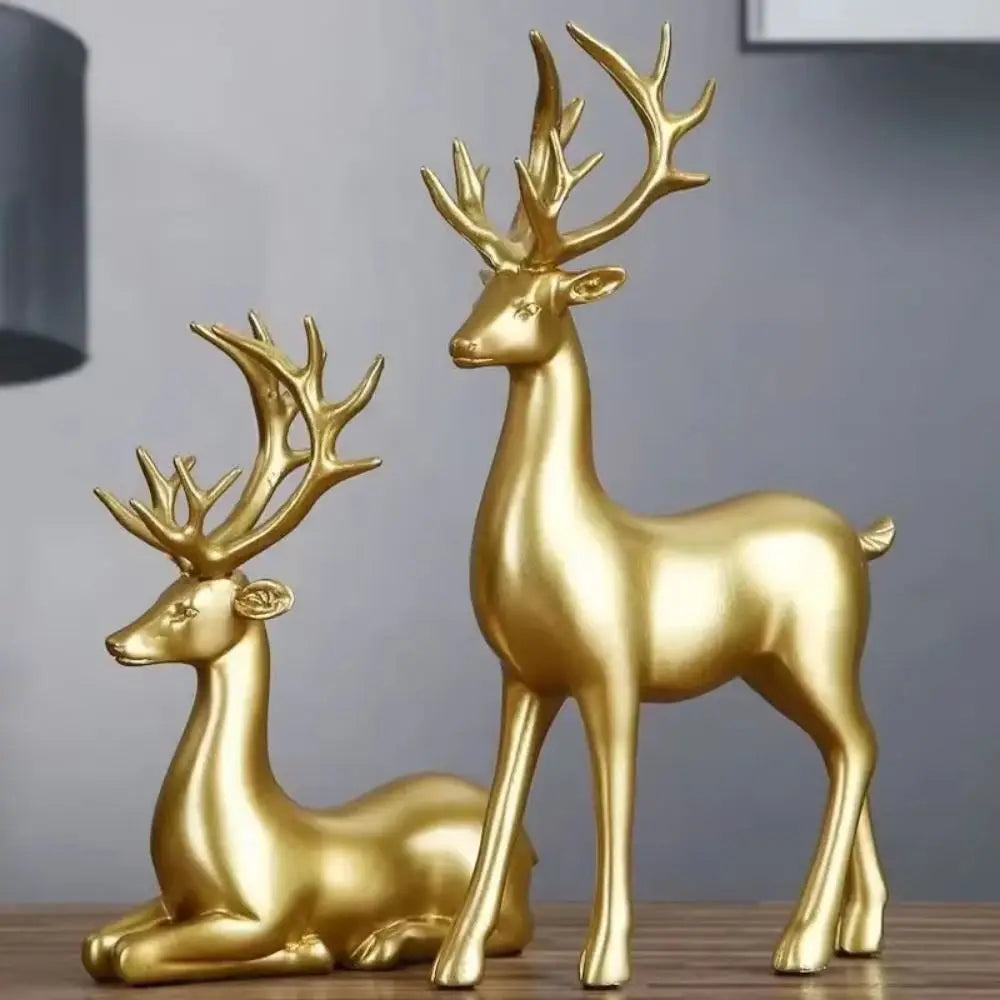 Creative Deer Desktop Ornament Sitting/Standing Position Modern Reindeer Sculpture Cute Durable Christmas Deer Statue