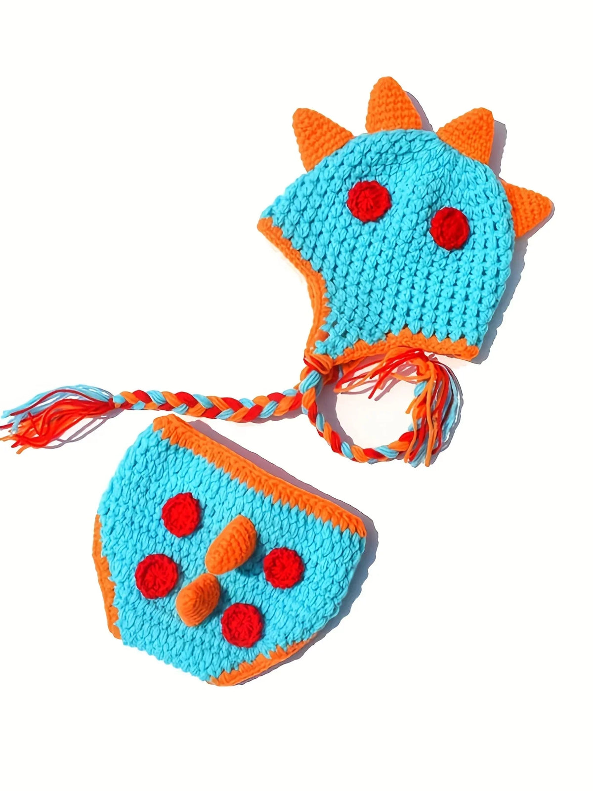 Newborn Dinosaur Crochet Outfit Handmade Baby - Baby Shark 0-3M product view