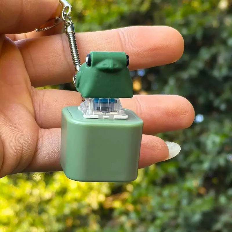 Funny Croaking Frog Keychain Rechargeable Frog/Pig/Dog Cat Keyboard Fidget Clicker Sound Keychain with LED for Stress Relief
