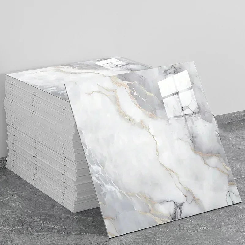 Marble Peel and Stick Backsplash Waterproof Washroom Wall Panels, Peel and Stick Tile, PVC Wall Panels for Kitchen