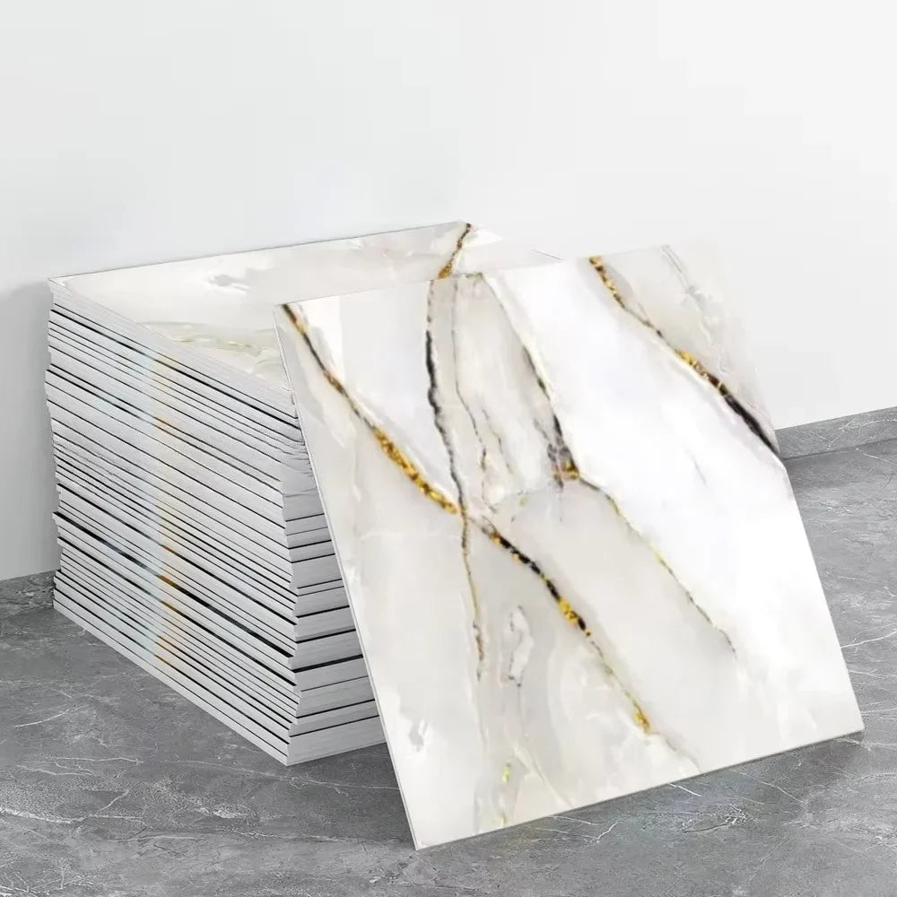 Marble Peel and Stick Backsplash Waterproof Washroom Wall Panels, Peel and Stick Tile, PVC Wall Panels for Kitchen