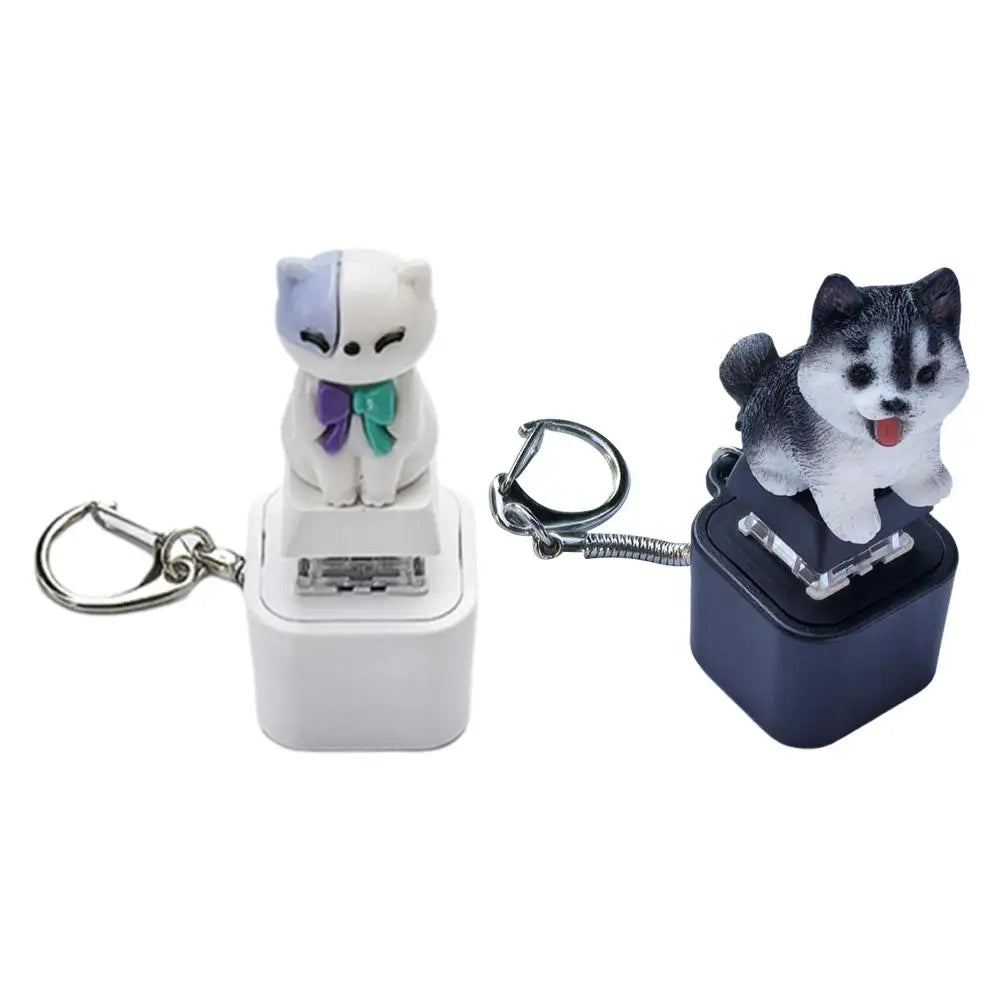 Funny Croaking Frog Keychain Rechargeable Frog/Pig/Dog Cat Keyboard Fidget Clicker Sound Keychain with LED for Stress Relief