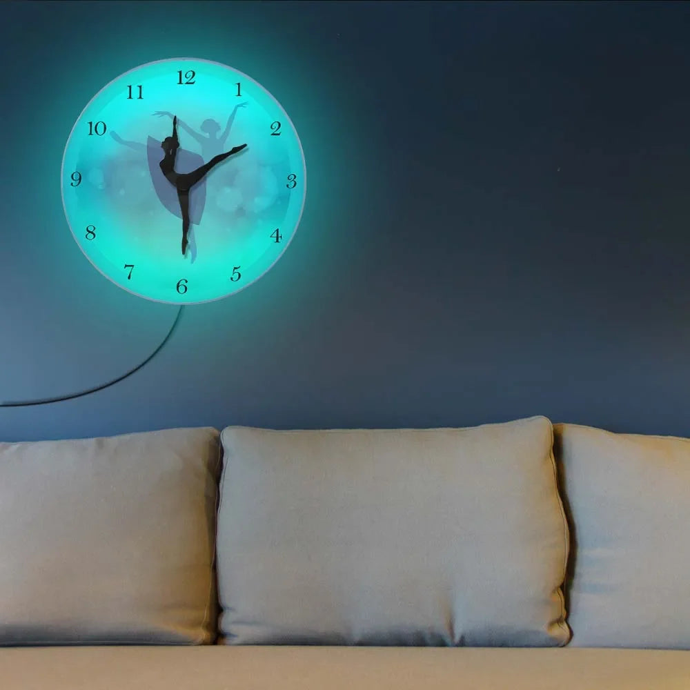Girl Bedroom Decor Ballet Girl Princess Pink Wall Clock Baby Girl Dancing Wall Clock Ballerina Moving Leg Dancing Clock Watch