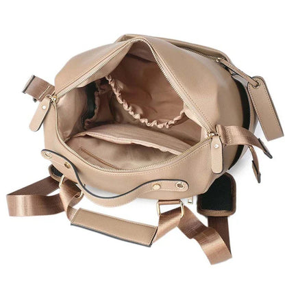 Chic Large Vegan Leather Diaper Bag with Changing Pad