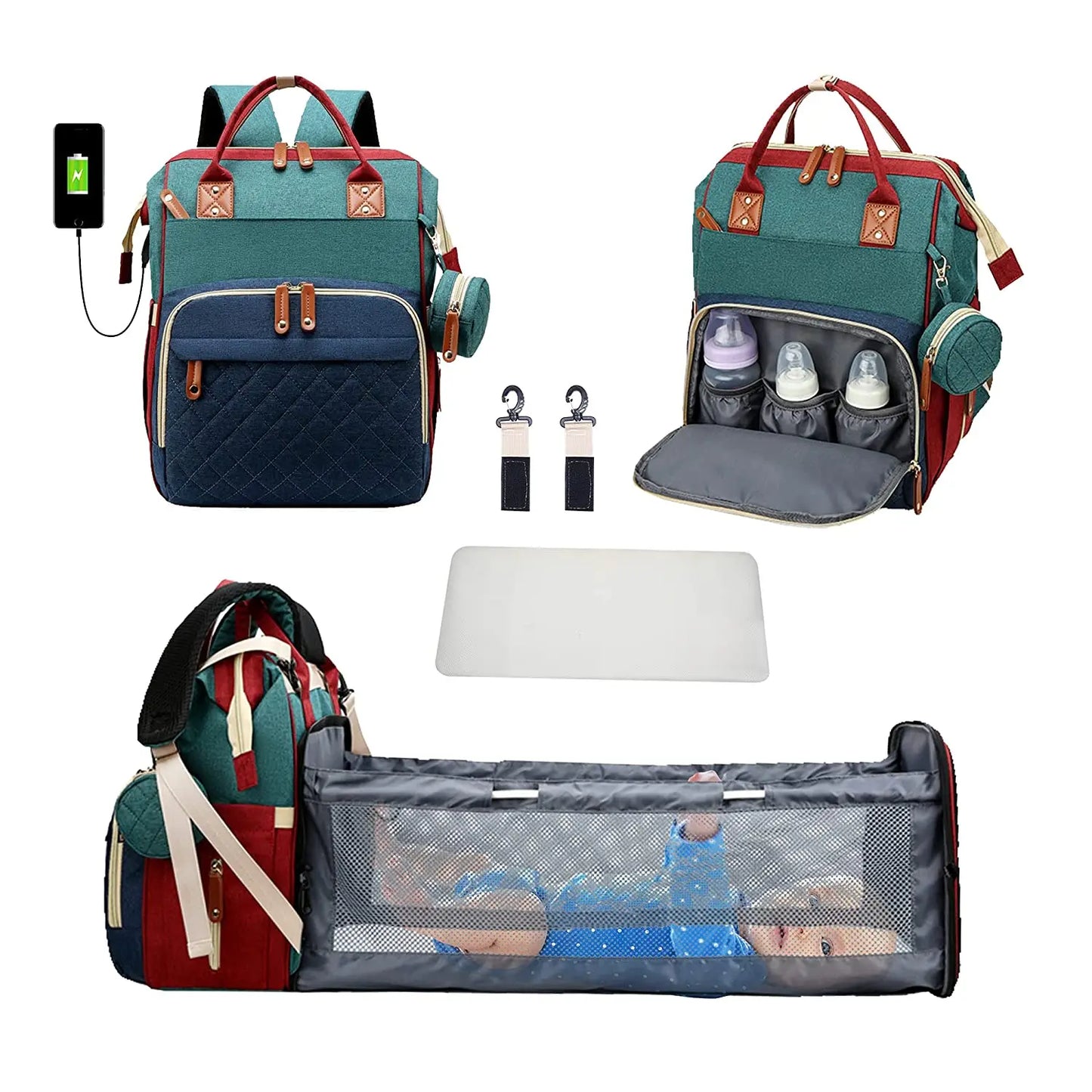 NestVoyage™ 3‑in‑1 Diaper Bag & Portable Changing Station
