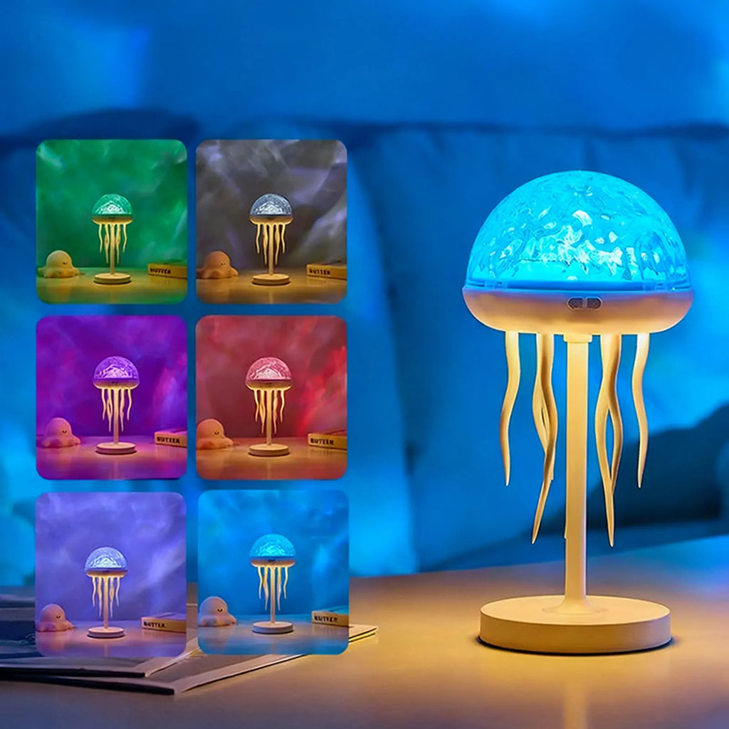 Jellyfishes Ocean Waves Projector Light With Remote USB Powered 7 Color Ripple Projector Jellyfish Night Light For Kids Bedroom
