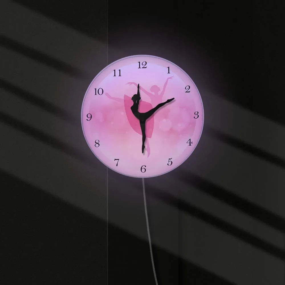 Girl Bedroom Decor Ballet Girl Princess Pink Wall Clock Baby Girl Dancing Wall Clock Ballerina Moving Leg Dancing Clock Watch