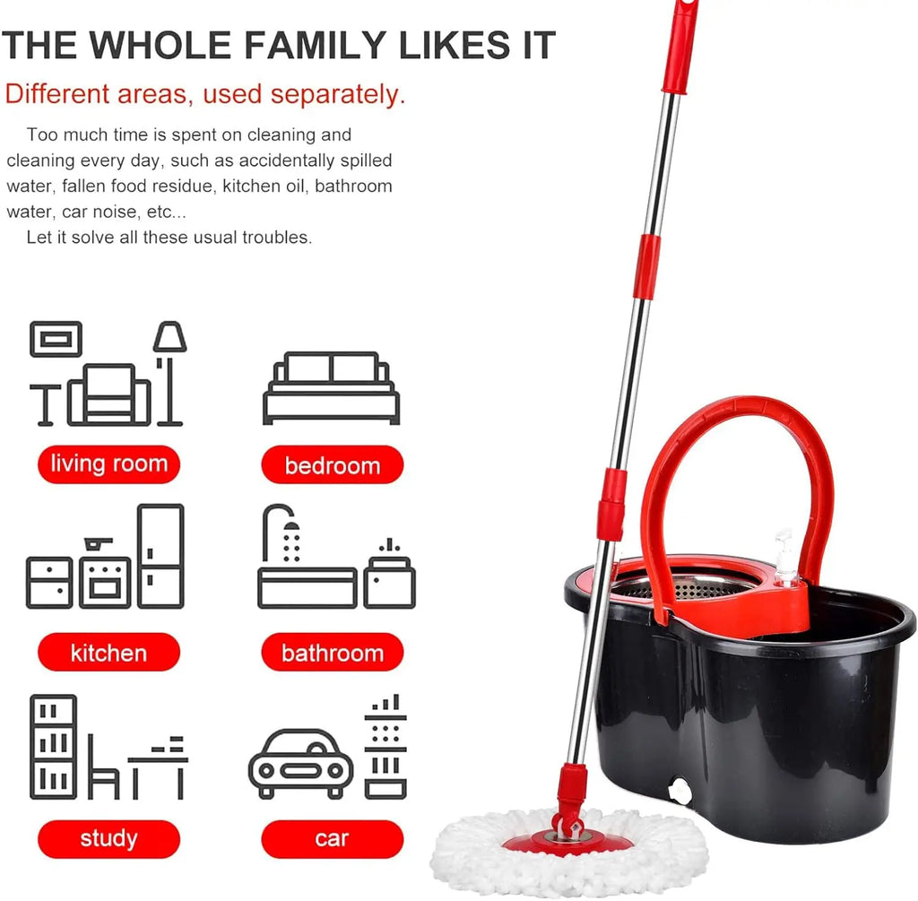 3 Models Spin Mop Bucket Set with Stainless Steel Basket, 61" Extendable Handle & 3 Microfiber Mop Heads, All Floor Cleaner
