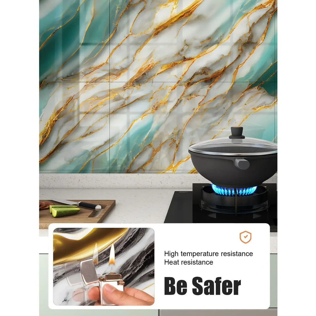 Waterproof Peel and Stick Marble Wall Tiles11.8x11.8 in Self Adhesive PVC Panels for Bathroom Kitchen and Living Room