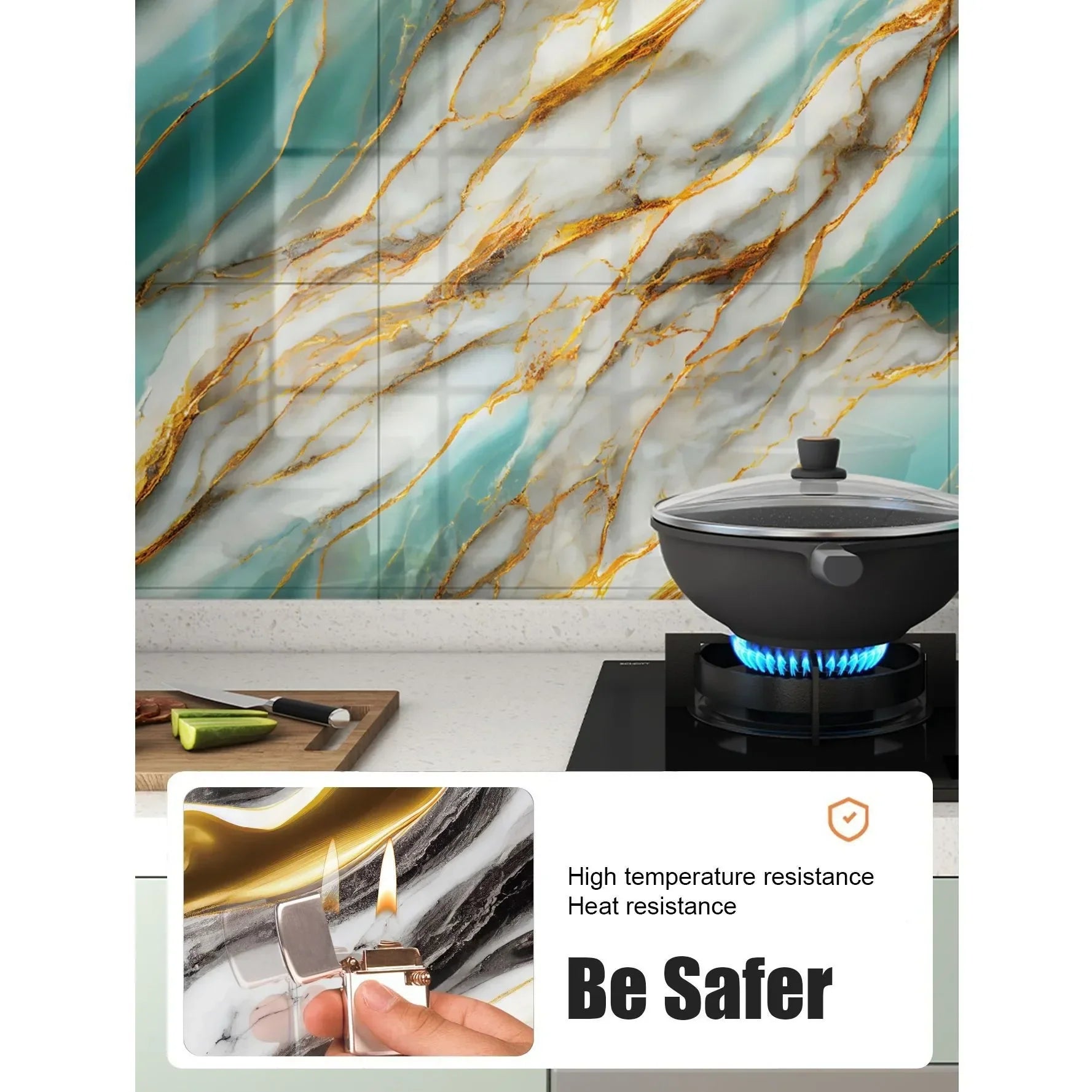 Waterproof Peel and Stick Marble Wall Tiles11.8x11.8 in Self Adhesive PVC Panels for Bathroom Kitchen and Living Room