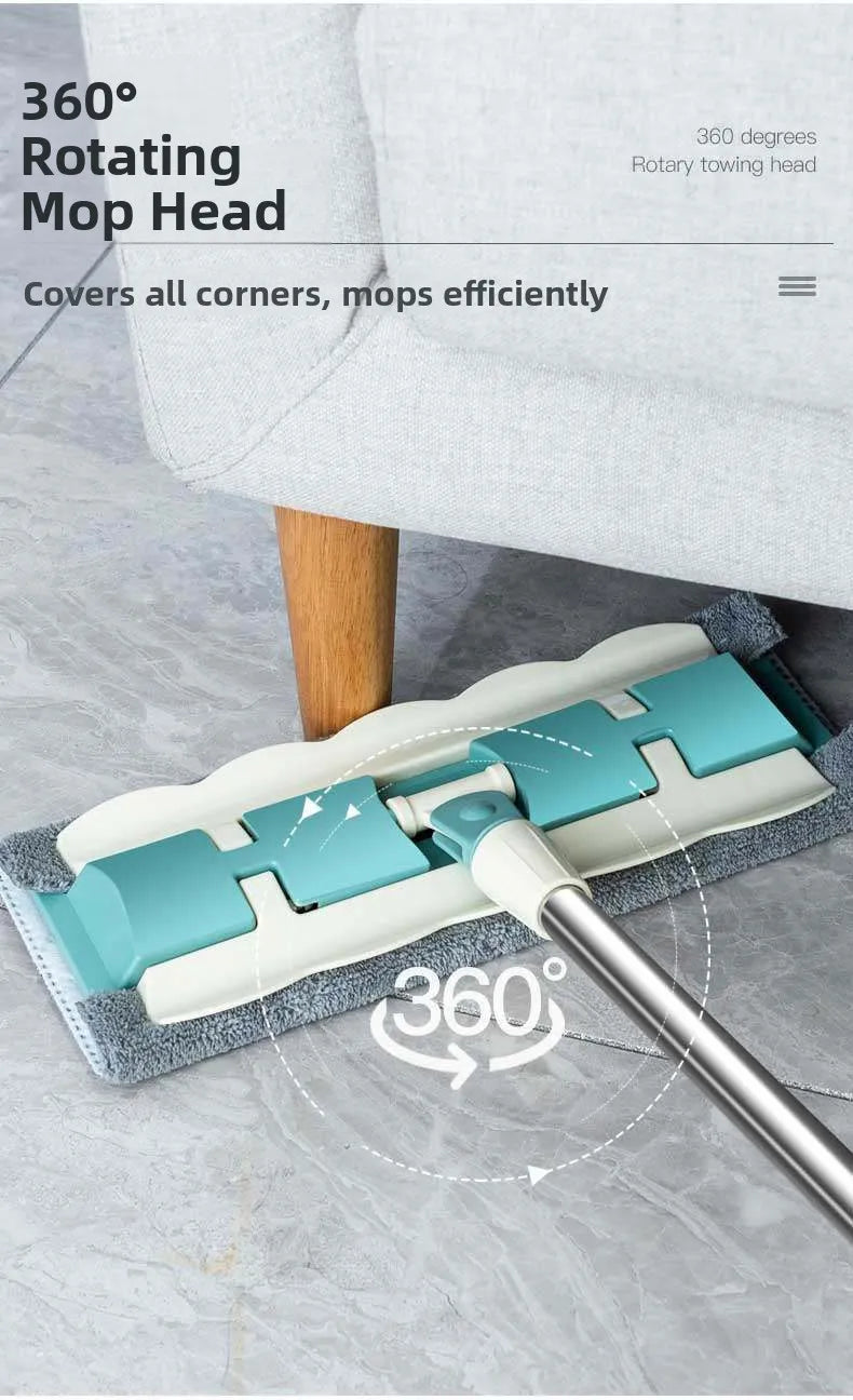 YUOSDON Broom Holder Flat Mop Cloth Clip Stainless Steel Handle Ultrafine Fiber Mop Head for Home Office School Cleaning